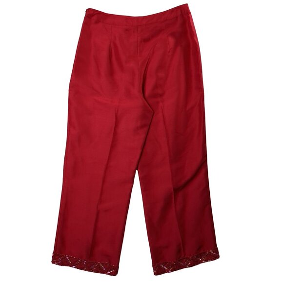 Ice Silk Pants Womens 8 Red Sequin Detail Party Event Occasion Flat Front - Picture 4 of 9